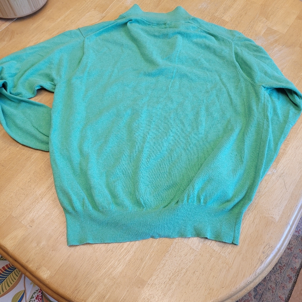 Peter Millar Sweater Quarter Zip Cotton Cashmere Green Medium - Picture 6 of 7